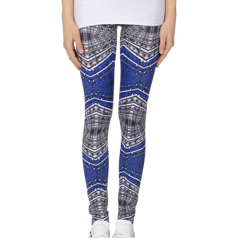 Pinko Italian Luxury Blue and Black Geometric Women's Leggings